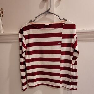 Lacoste Live Red and White Striped Top